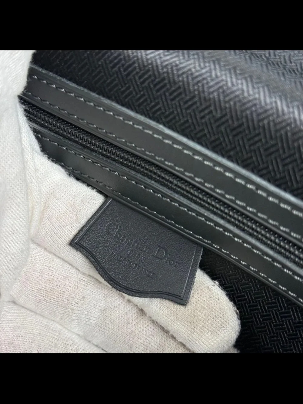Dior Foldover Clutch in Black and Tan Signature Canvas